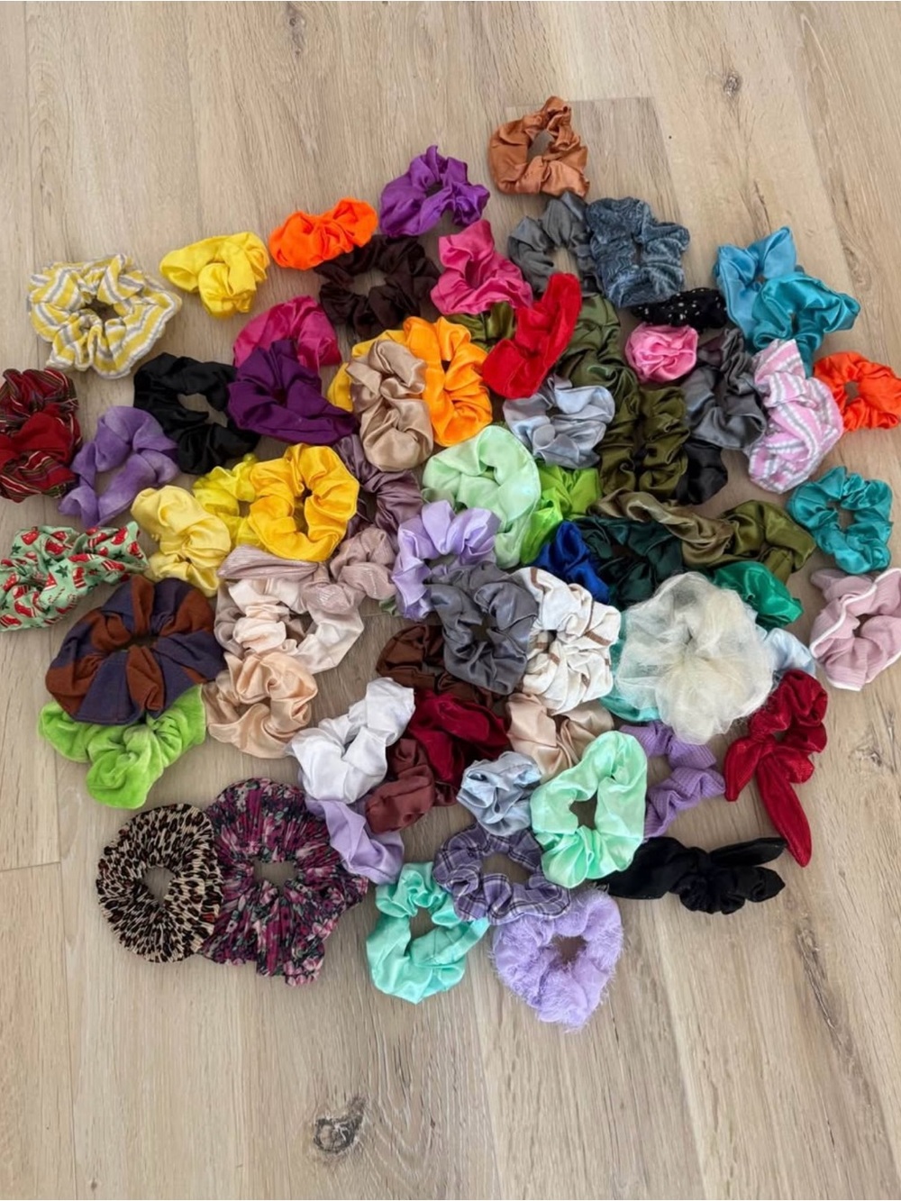 75 new colorful elastic scrunchies hair Set